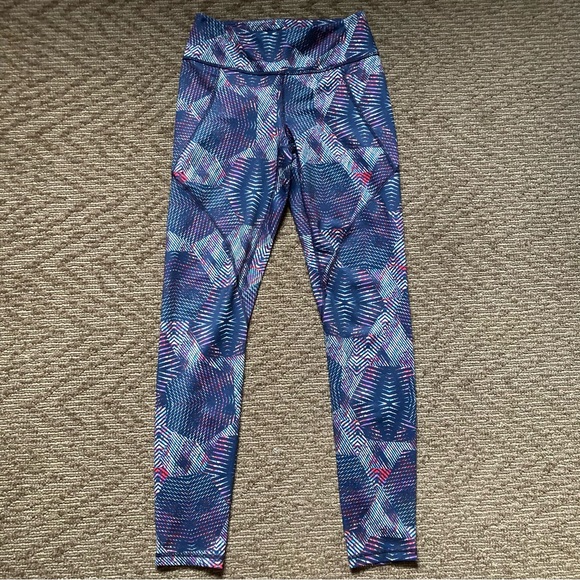 PATAGONIA Centered Tights Leggings 21961 Navy Blue Tech Hex Geometric Small - Picture 1 of 6